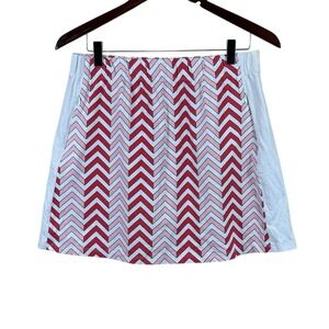 J McLaughlin Tennis Golf Skort Skirt Pull On Elastic Waist Pockets Coral White M